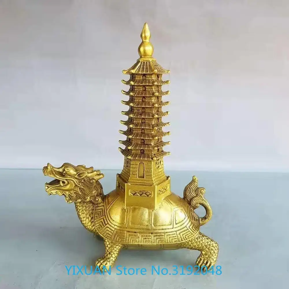 

Xingcai дракон, черепаха, Чистая латунь, башня черепахи, благоприятное украшение ручной работы