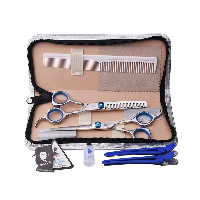 

Набор ножниц для стрижки волос 6,0 дюйма, плоские лезвия для стрижки зубов, ножницы для филирования волос, набор инструментов для парикмахерс...