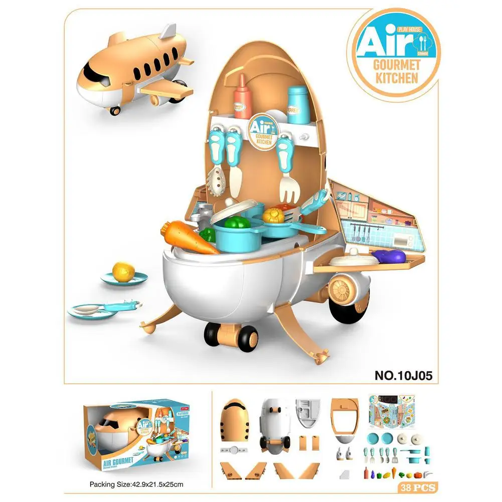 Pretend Play Set Backpack Plastic Boy Repair Tools Girls Makeup Pretend Toys With Airplane Organizer For Kid Comprehensive Set