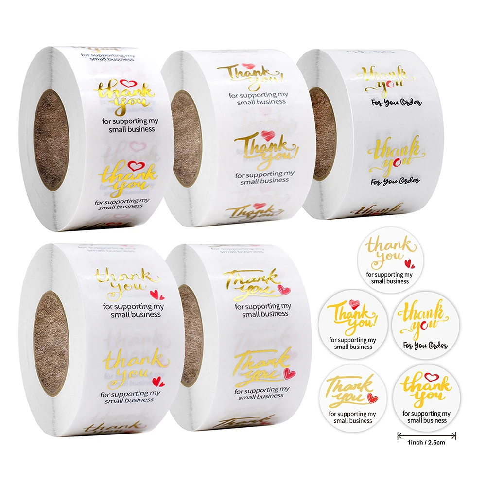 

500 шт./рулон 2,5 см Gilled Спасибо наклейки круглый пластиковый прозрачный печать этикеток подарок украшения стикер для канцелярских товаров