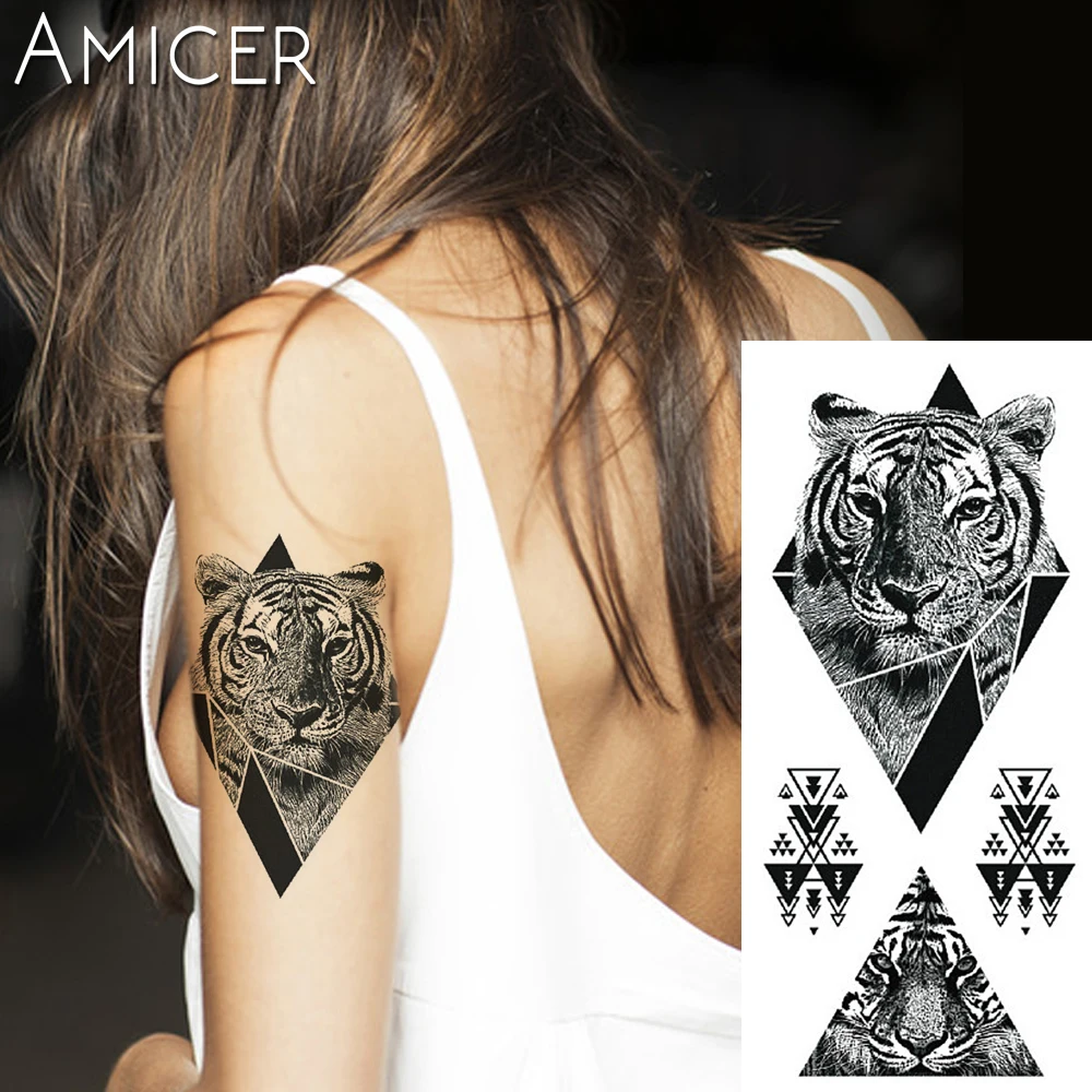 

1 piece Fantasy Color tiger roar Hot Large animal Temporary Tattoo Waterproof Tattoo Sticker for women men