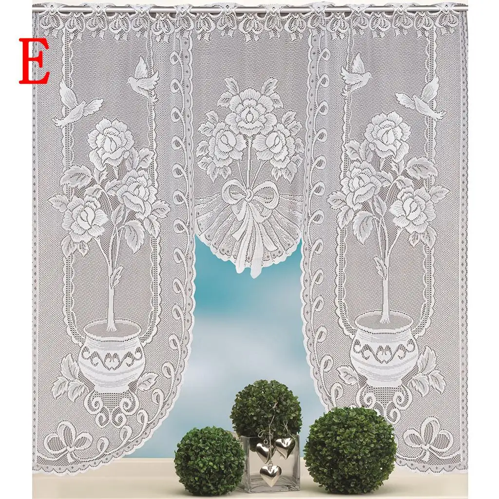 Горячая Новая Винтажная стильная кружевная кофейная занавеска для кухни занавеска винтажная стильная оконная штора украшение дома para sala F1 - Цвет: E