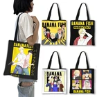 Японская Сумка-тоут с рисунком из искусственного аниме, сумки для покупок с рисунком пепельной рыски для путешествий, женская сумка через плечо, стильные холщовые сумки в стиле Харадзюку