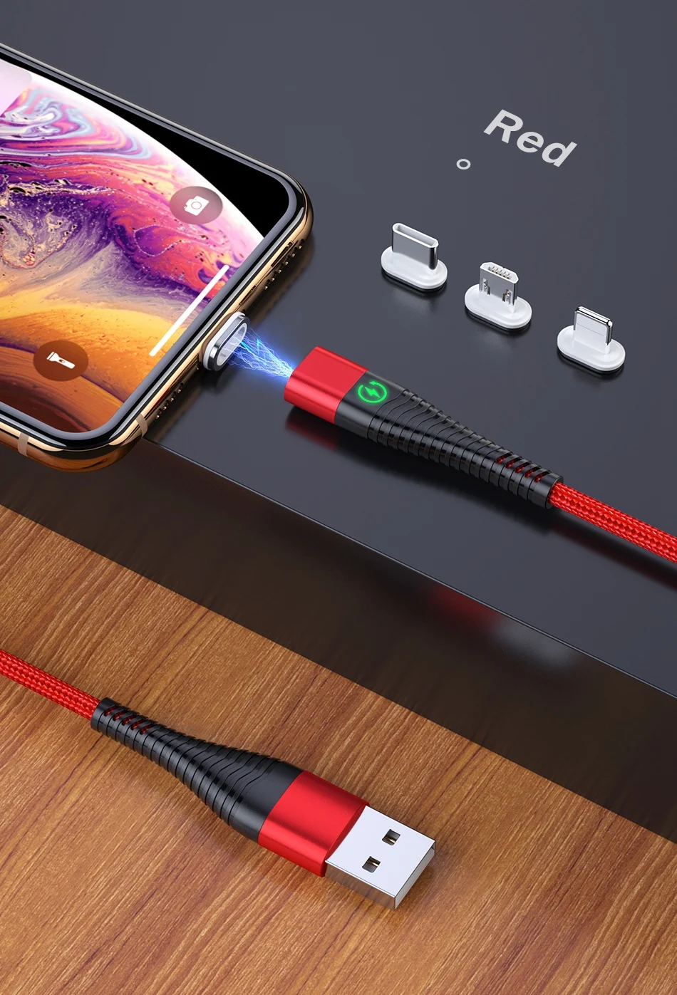 Rock 1 м 2 м светодиодный магнитный Usb зарядное устройство для iphone кабель для iphone 11 Pro Max XR XS шнур iPad Usb зарядный кабель для освещения кабель