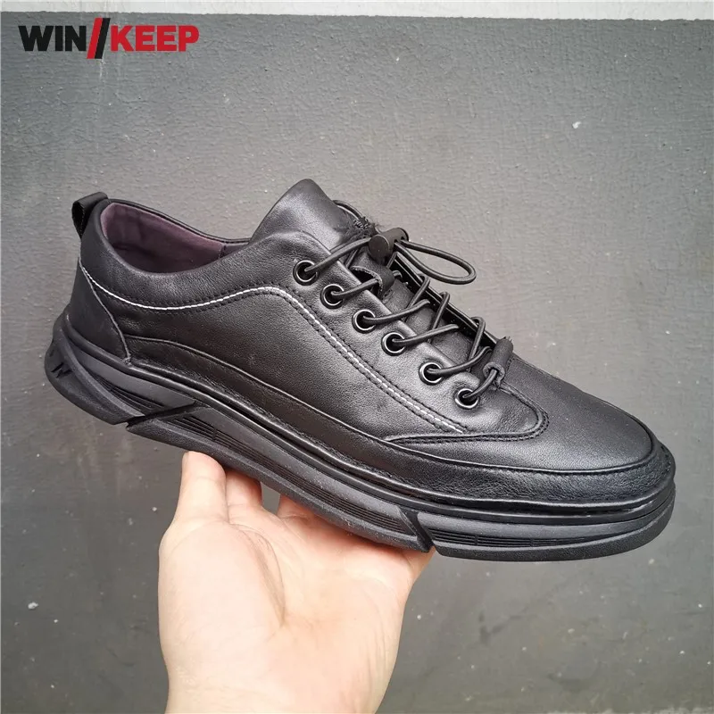 Кроссовки мужские из натуральной воловьей кожи эластичная лента Уличная обувь