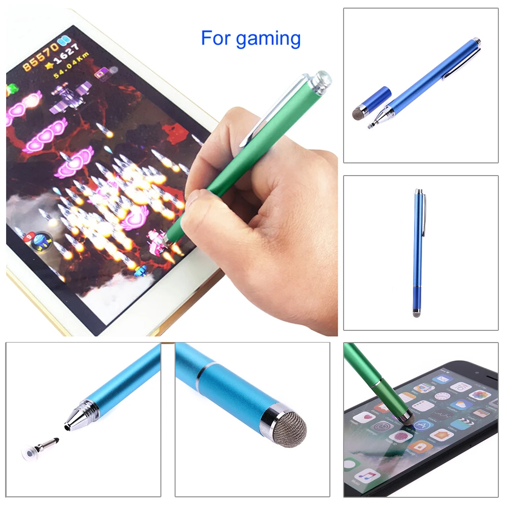 

Tablet Pen Touch Screen Drawing Pen Metal Capacitive Stylus for Phone Tablet iPad 2 in 1 Writing Touch Screen Pens