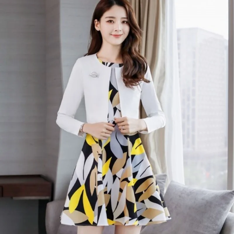 Новинка от YASUGUOJI офисное женское модное платье с принтом и тонким коротким