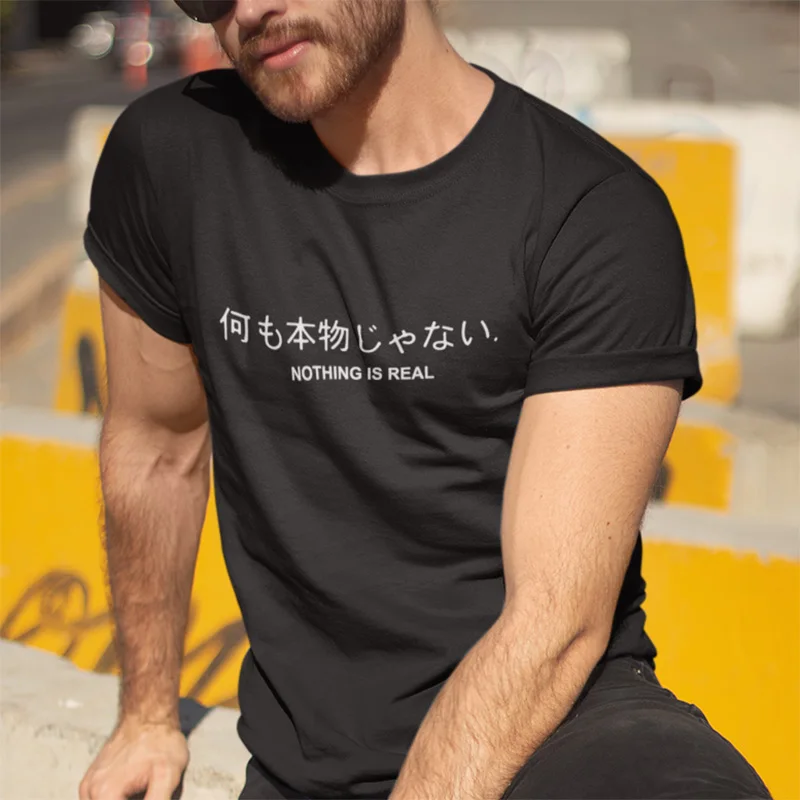 Ничего не реально футболка в стиле Харадзюку японский забавные хлопковые топы с - Фото №1