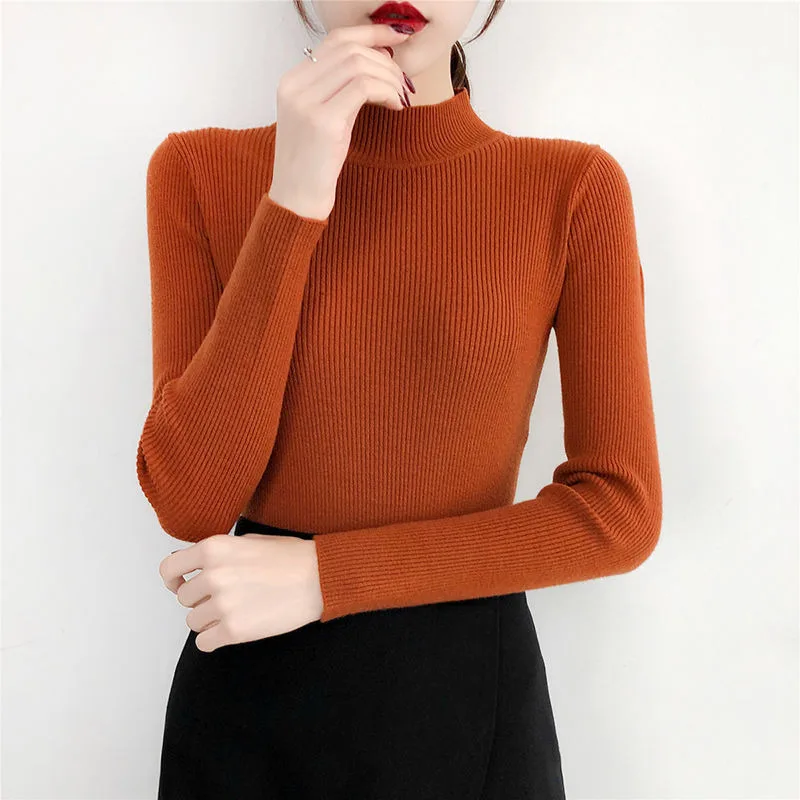 sweater woman Осень-зима, большой размер 3XL, теплый свитер, Женский вязаный пуловер в рубчик, свитер с длинным рукавом, водолазка, тонкий джемпер, мягкий пуловер, Femme - Цвет: sweater woman