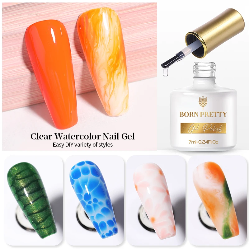

BORN PRETTY 7ml Clear Watercolor Nail Gel Gradient Effect Gel Polish Soak Off UV LED Nail Art Gel Function Gel