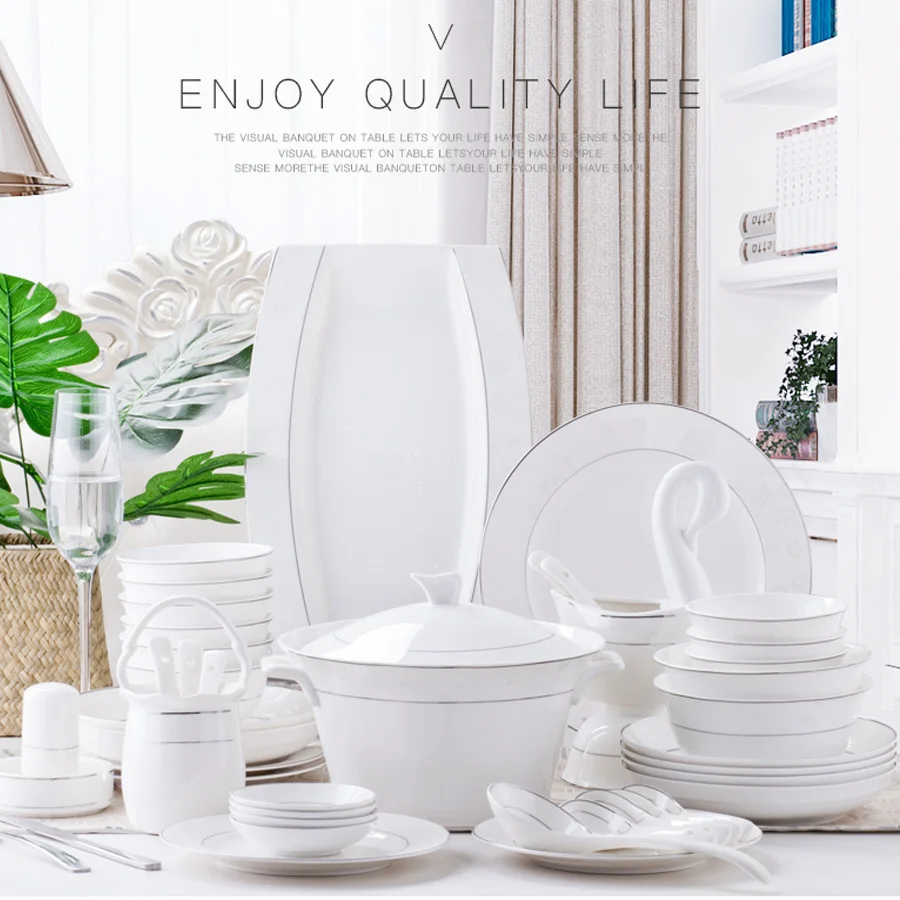 Jingdezhen керамическая посуда столовая костяной фарфор|Блюдца и тарелки| |