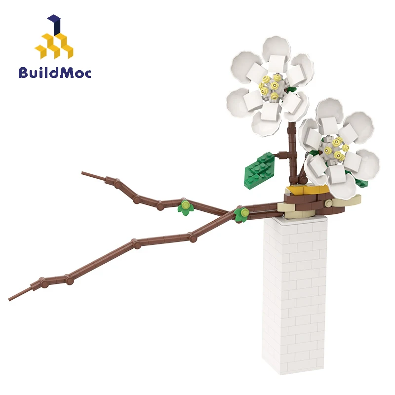 BuildMoc друг для девочки серии Искусство Цветок строительные блоки MOC цветок ветка