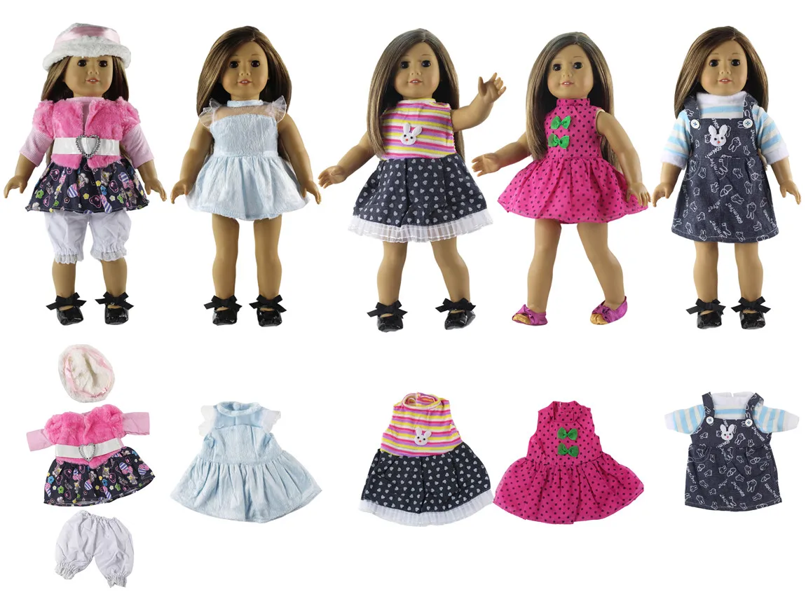 5 Set Clothes A10 Хит, 5 комплектов, Одежда для куклы, стиль, 18 дюймов, американская кукла, платье принцессы, балетная юбка, много стилей на выбор - Цвет: 5 Set Clothes A10
