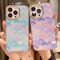 fashoin shiny crystal fish scales shell hard back phone cover for iphone 13 12 11 x xr xs pro max 7 8 plus se 2022 thin case