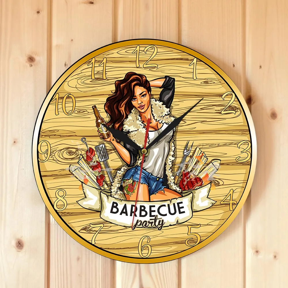 Настенные часы для барбекю вечеринки современные настенные корова девочка