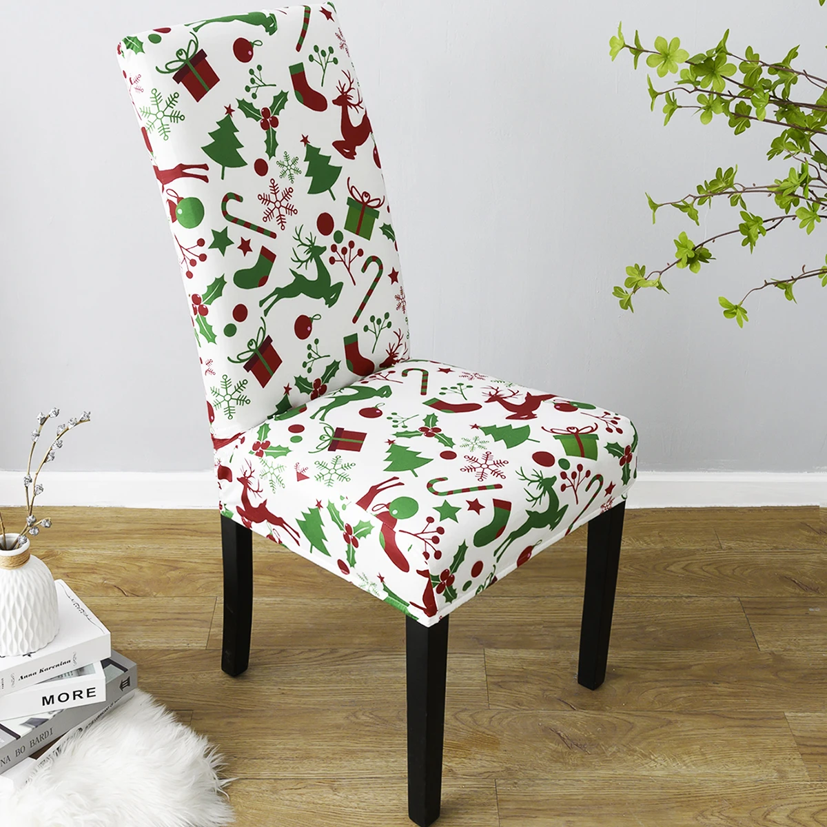 

Christmas Chair Covers Stretch Universal Size Dining Chair Covers Case for Kitchen Home Decor Chair Seats Elastic Slipcover D30