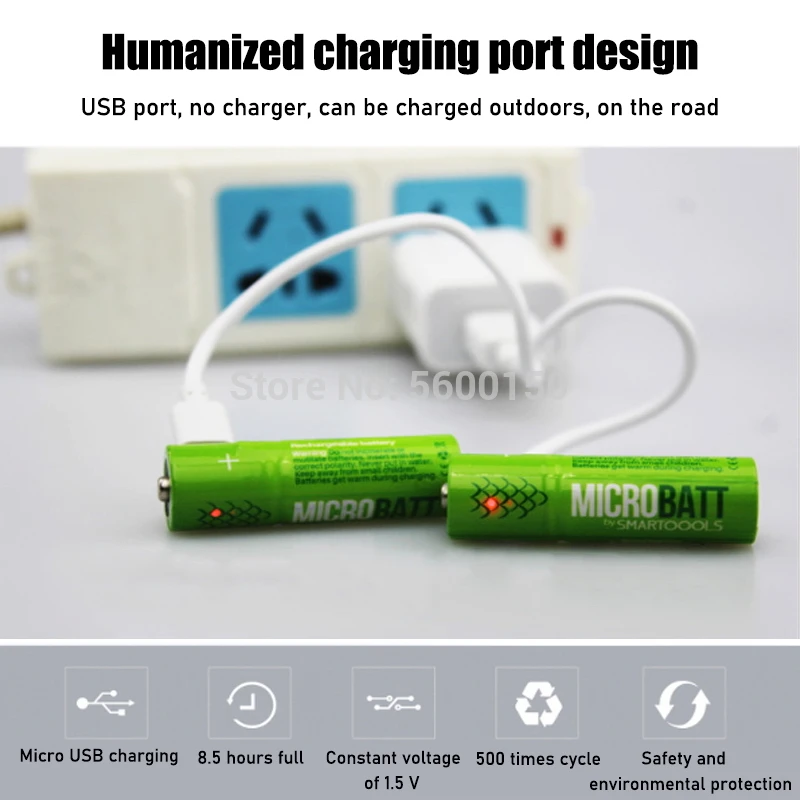 Аккумуляторная батарея AA Ni-MH высокой емкости 1 2 в 1000 мА · ч с литиевой USB-батареей и