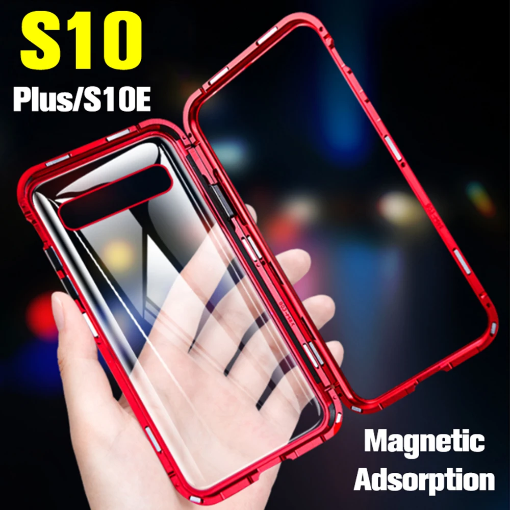 

Чехол-накладка для Samsung galaxy S10 Plus, s10e, S10, 10e, стеклянный, двухсторонний, магнитный, металлический, бампер, задняя крышка, 10s, 10 plus, 360