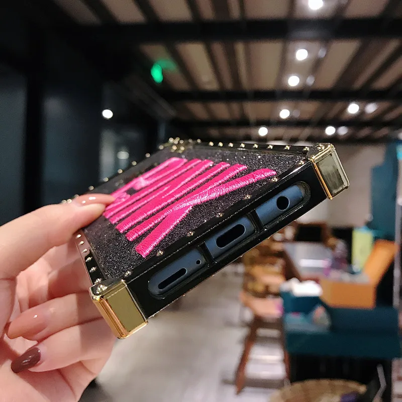 Чехол для samsung Note10 плюс Note9 8 S9 S8 S10 плюс S10e A10 M10 A20 A30 A50 A70 M20 M30 квадрат крышки люка Girly вышивка в розовом чехле