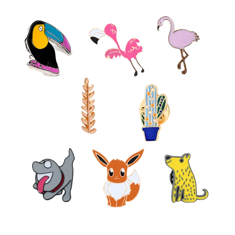Модные искусственные металлические эмалированные булавки милая птица лиса