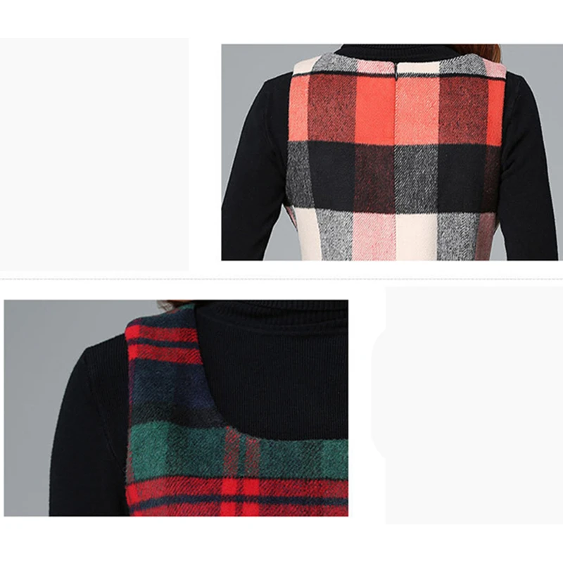 Женские платья для женщин набор из клетчатого жилета размера плюс платье 2020