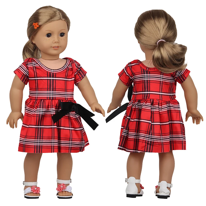 Новинка 2021 платье с бантом в красную клетку подходит для кукол-новорожденных 43 см