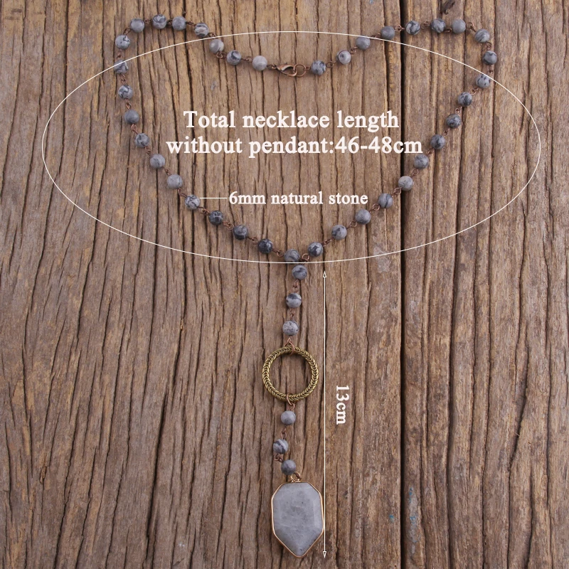 MOODPC модные ювелирные изделия 6 мм натуральный камень четки цепь и стеклянные