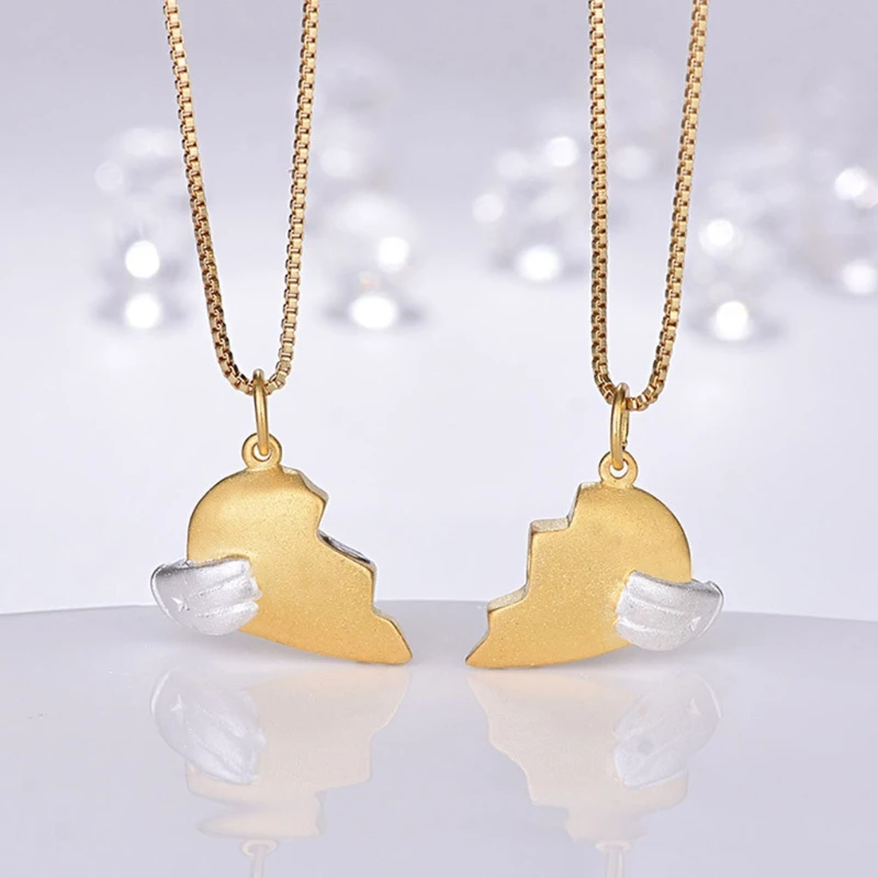 

85LB 2Pcs/set Hot Lovers Heart Pendant Chain Couple Necklace Strong Magnetic Distance for Girlfriend Men Women
