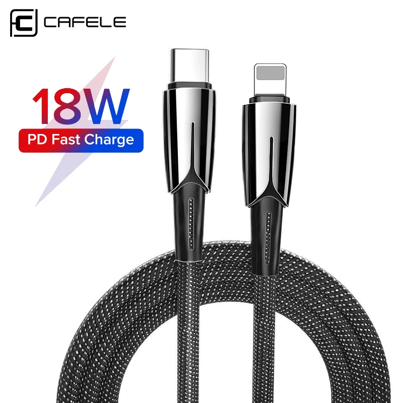 Кабель Cafele Type USB C для Lightning iPhone 11 Pro Max XS Xr X 8P 18W быстрая зарядка PD кабель IOS 12 10