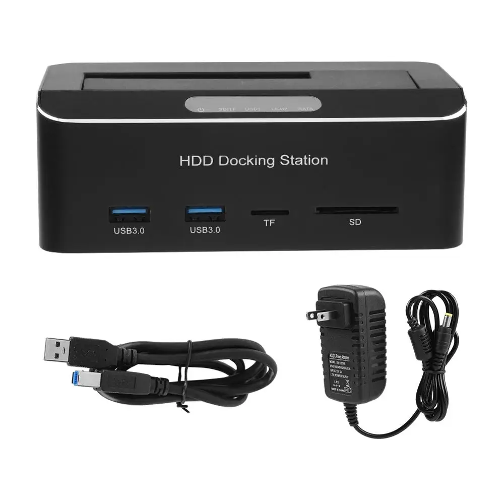 US plug Внешний док-станция для жесткого диска USB3.0 на SATA для 2,5 или 3,5 дюймового жесткого диска с поддержкой карт SDTF - Color: US plug