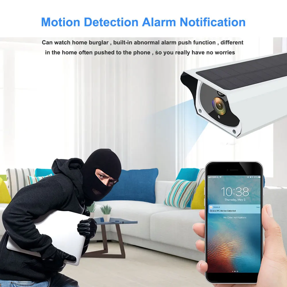 Наружная Wi Fi IP камера на солнечной батарее 1080P HD зарядка аккумулятора