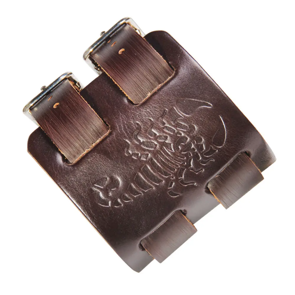 QNW2461 Brown Широкий браслет из натуральной кожи, браслеты в стиле панк-рок, винтажные мужские браслеты, кожаный браслет для мужчин и женщин, ювелирные аксессуары - Окраска металла: QNW2461 Brown