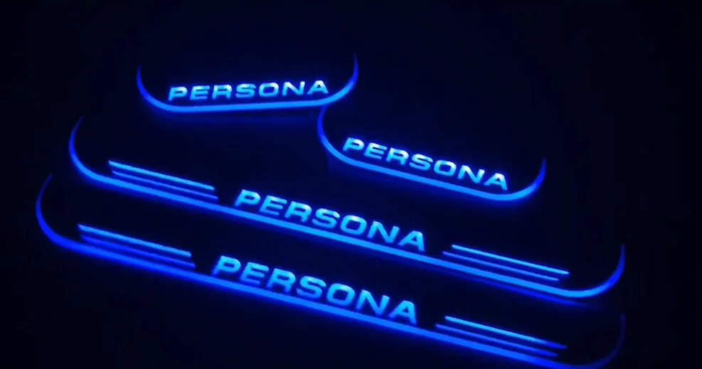 

Express delivery led door sill plate strip welcome light threshold guard protectors for Persona