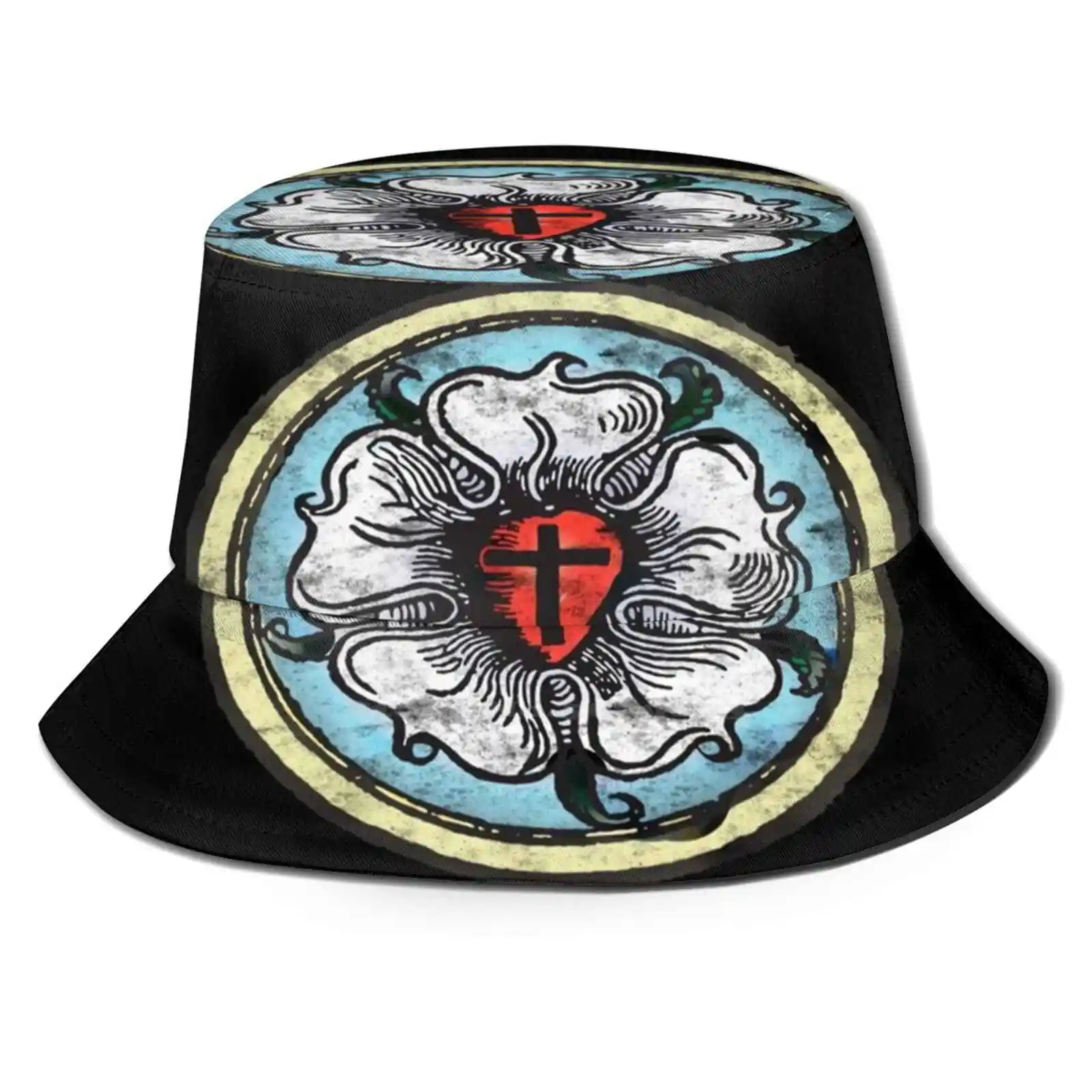

Luther Rose Lutheran с символом из потертого мрамора, 5 солей, женские и мужские шляпы рыбака, Панамы, кепки, Протестант, Лютер с заклепками