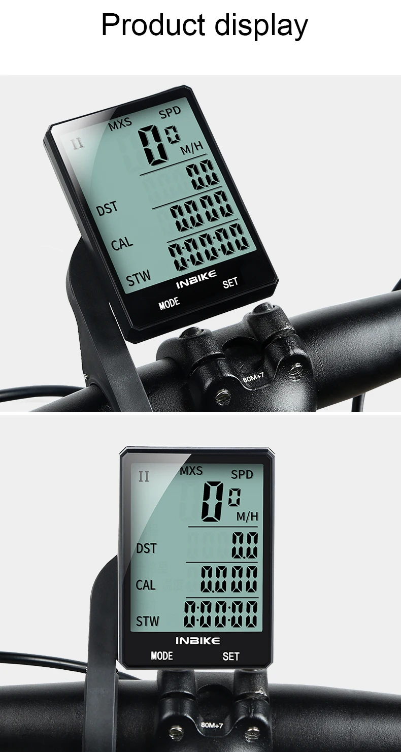 INBIKE 2,8 дюймов велосипед беспроводной компьютер непромокаемый Многофункциональный езда велосипедный одометр велосипедный Спидометр подсветка секундомера