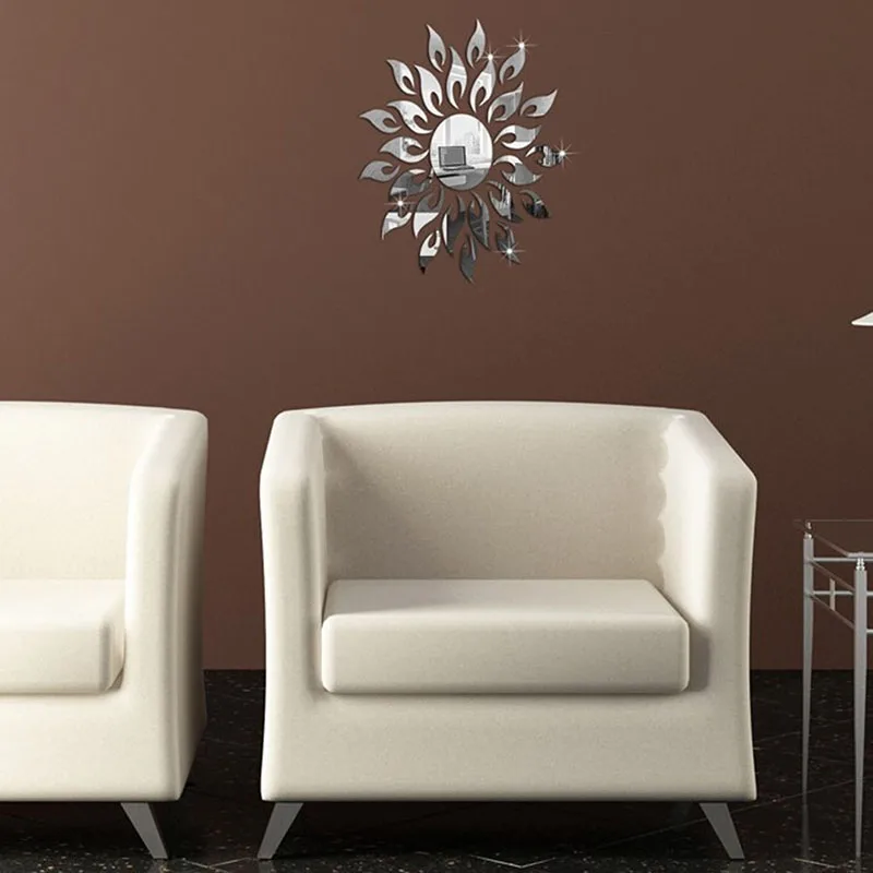 3D подсолнечника зеркало &quotогонь&quot кирпичная стена Стикеры домашняя переводная
