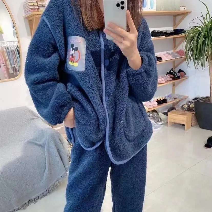2021 New Women's Comfortable Sleepwear Coral Velvet Autumn and Winter Thickened Warm and Lovely Home Clothes  Pajama Set
