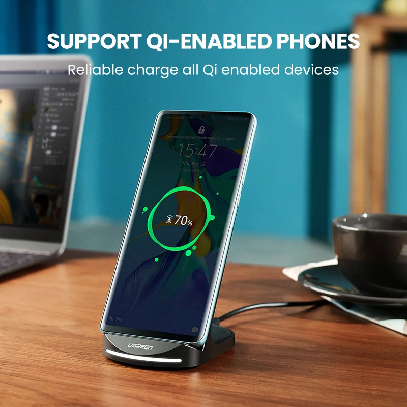 

UGREEN Qi Wireless Charger Stand for iPhone 11 Pro X XS 8 XR Samsung S9 S10 S8 S10E Phone Charger Fast Wireless Charging Station