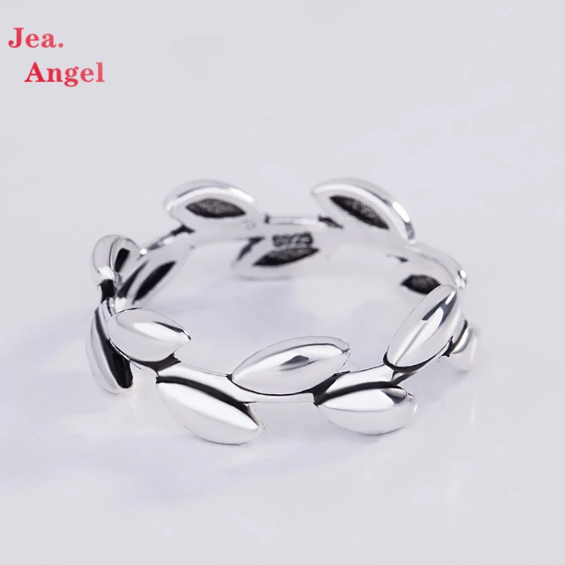 

Jea.Angel 925 Серебряные гладкие кольца в форме листьев ювелирные изделия головатое открытое регулируемое кольцо для женщин аксессуары