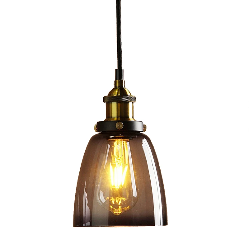 Винтажный промышленный металлический черный серый стеклянный абажур ретро