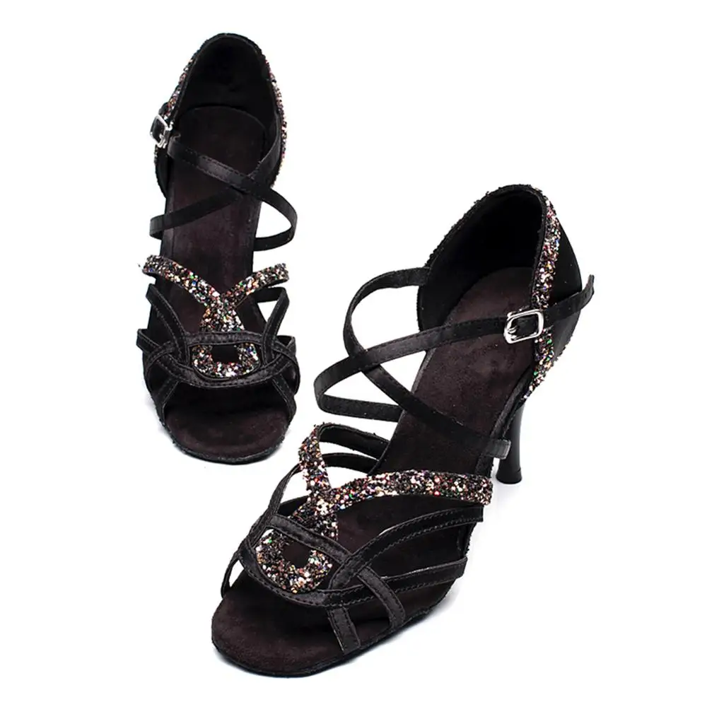 DSZSYIM/Женская обувь для латинских танцев Атласная/блестящая женская Обувь бальных