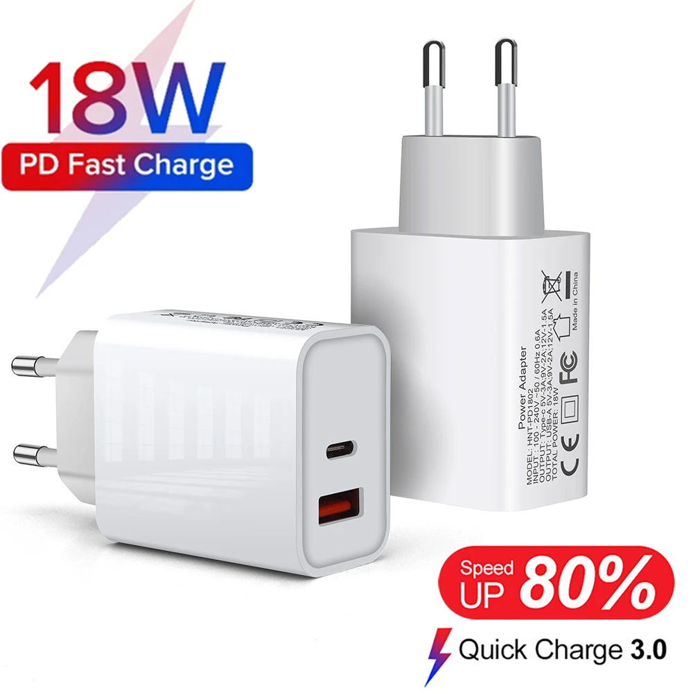 Быстрая зарядка 3 0 QC 18 Вт PD USB зарядное устройство QC3.0 Тип C настенный телефон для