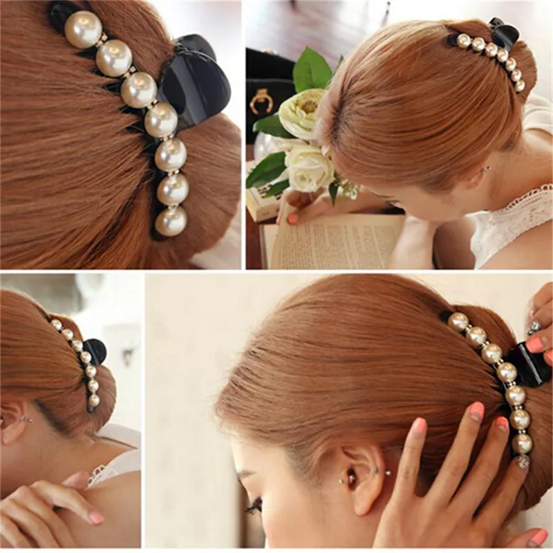

1Pc Hair Clips Claw Simulated Pearls Hairpins Jewelry Banana Clips Headwear Accessories Women Hairgrips Ponytail Braider