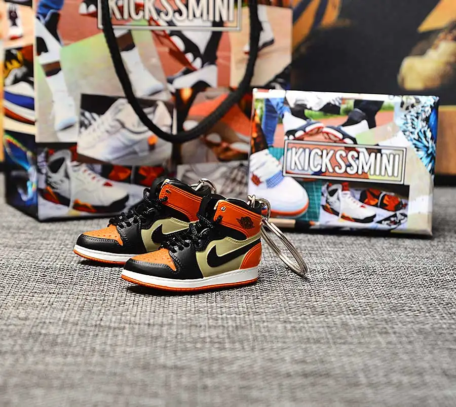 a pair w metal ring Персональный DIY Jordan Generation AIR JORDAN 1 chicago 3D кроссовок фигурный брелок сумка Подвеска парный брелок - Цвет: a pair w metal ring
