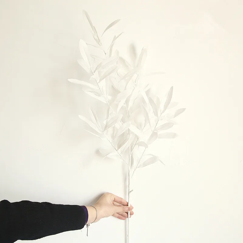 white 1 шт. шелк искусственный завод 6 вилка белая ветка Оливковый лист 3 цвета DIY свадебная домашняя Рождественская вечеринка организовать украшения поставки - Цвет: white