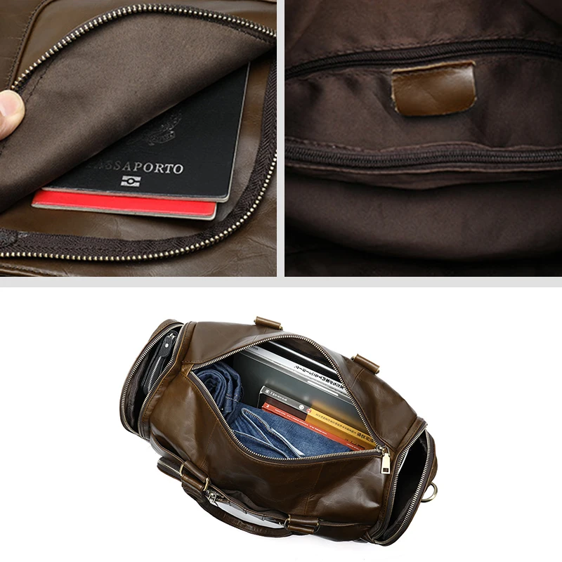 Многофункциональная Мужская Дорожная сумка из натуральной кожи квадратный