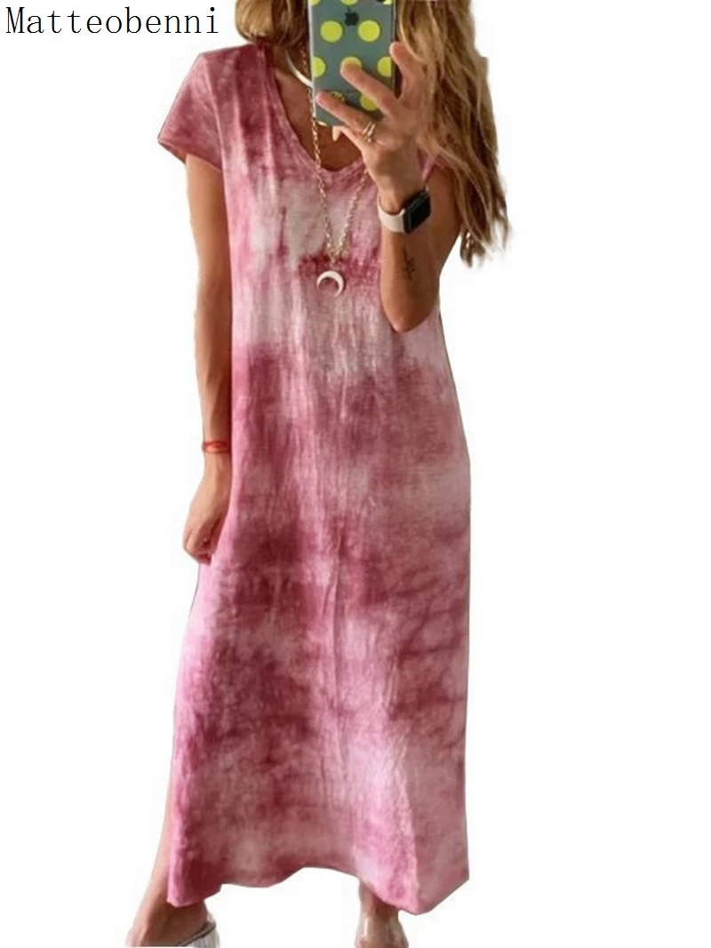 Женское длинное свободное платье с принтом Элегантное повседневное макси V