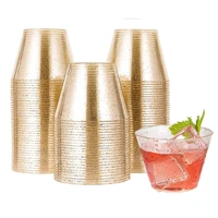 plastic dessert cups 9oz 270ml gold glitter hard disposable cups for weddings parties decor cocktail drinking party mousse cups