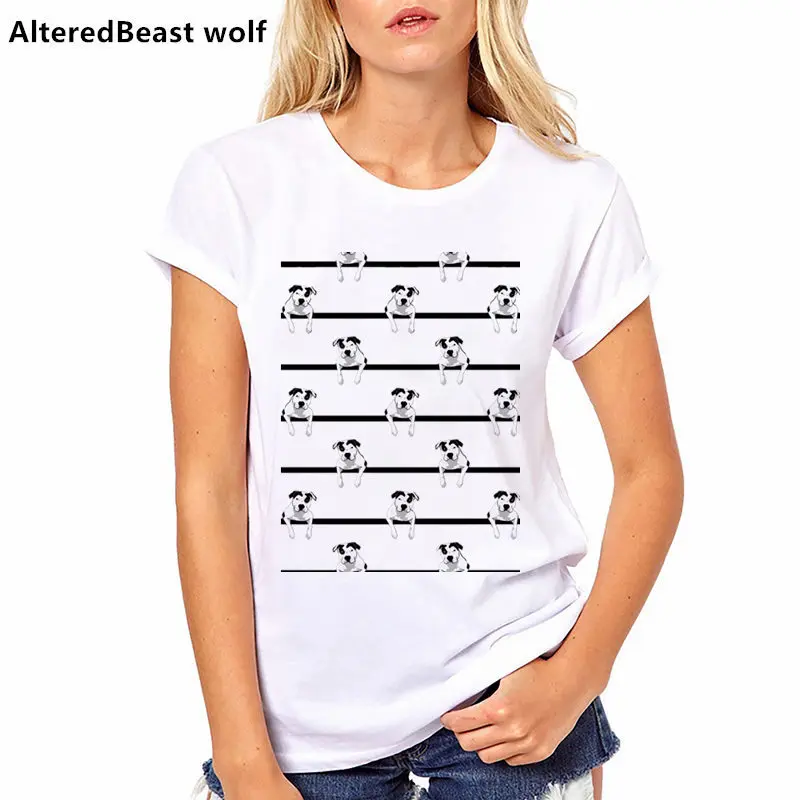 Летняя женская футболка I love my BULL TERRIER в стиле хип хоп с рисунком бульдога мини