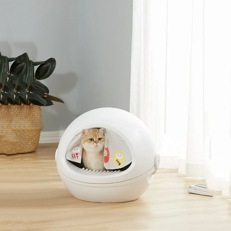 

Cat litter box, fully enclosed space capsule, cat toilet, large space, flip cover, replaceable curtains, deodorant